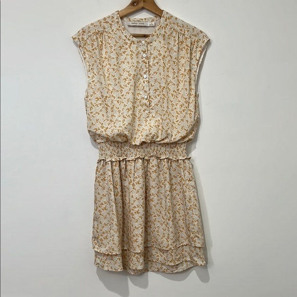 Smocked Mini Dress Women Small Dizty Flower Print Bishop & Young Girly Coquette - Picture 4 of 16